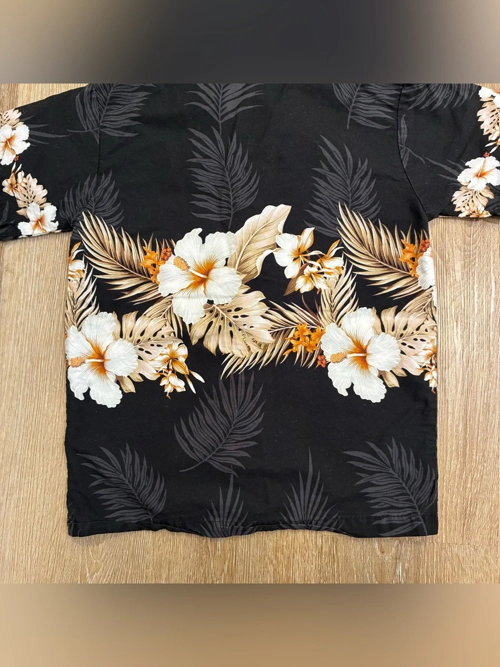 Pacific Legend Kids Hawaiian Aloha Shirt Black Floral Hibiscus 100% Cotton USA S